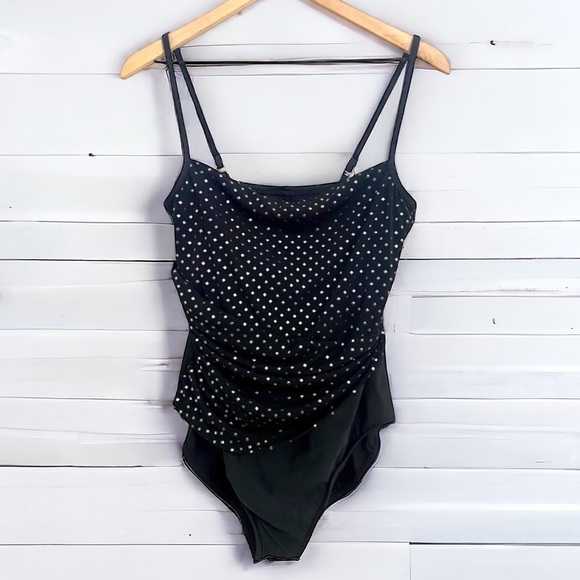 Magicsuit Black w/ Gold Diamond Print One Piece, Size Large- 10/12 - Picture 1 of 6
